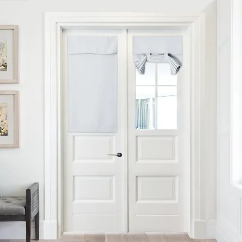 Vista 24 de Pony Dance Cortinas de puerta de luz lateral para puerta delantera, persianas opacas con aislamiento térmico para puerta francesa, privacidad