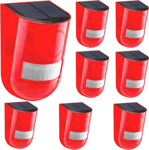 Vista 9 de Alarma solar de sonido y luz con sensor de movimiento de 110 decibelios, alarma de sonido de sirena y 6 LEDs de destello de advertencia