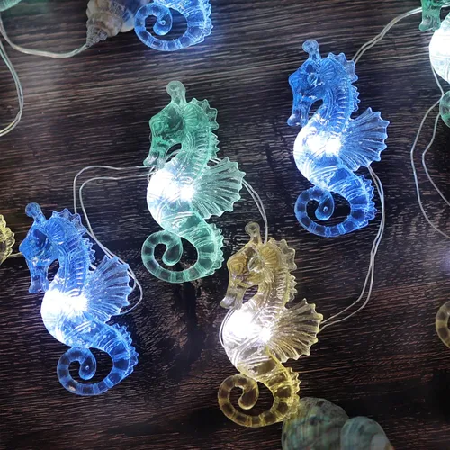 Vista 7 de Guirnalda de luces solares de caballito de mar para exteriores, luz solar decorativa de hadas para decoración de jardín exterior, impermeable