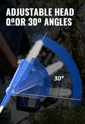 Vista 3 de WILD BADGER POWER Sierra de poste inalámbrica de 20 V 8 pulgadas eléctrica 2.0 Ah con poste telescópico, cabeza ajustable de 0° a 30°, batería