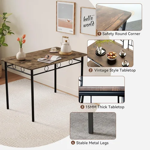 Vista 5 de Vipbear Juego de mesa de comedor de cocina para 4, juego de mesa de cocina de 5 piezas, juegos de mesa de comedor, juego de mesa de cocina