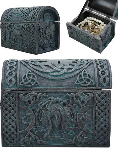 Vista 2 de Ebros Celta Triple Diosa Madre Doncelta Crone - Joyero decorativo con Trinity Triune Knotwork Wicca Witchcraft Accent 4.75 pulgadas de ancho