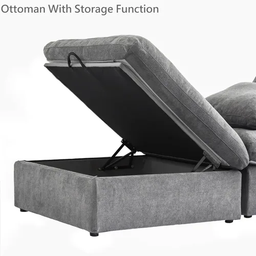 Vista 3 de JACH Sofás de nube en forma de L para sala de estar, sofá convertible modular moderno, sofá suave y cómodo, cojín grueso, fundas de sofá extraíbles