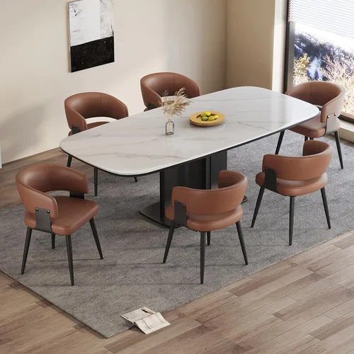 Vista 11 de Modern Dining Chairs Set of 2, Upholstered Faux Leather Kitchen Side Chairs with Curved Open Back, Easy Assembly for Dining Room, Restaurant, Cafe