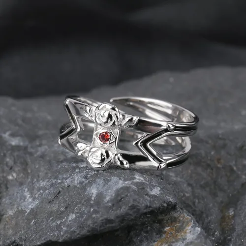 Vista 6 de TWINKANIME Anillo de plata S925 con diseño de caballero vampiro de anime para accesorios de cosplay, anillo ajustable de alta durabilidad