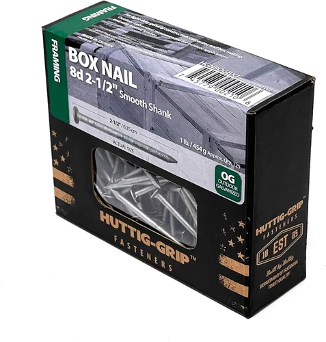 Vista 3 de Huttig-Grip - Uñas de caja de 2-1/2 pulgadas, tamaño 8D, acabado galvanizado para exteriores, paquete de 125 uñas de 1 libra