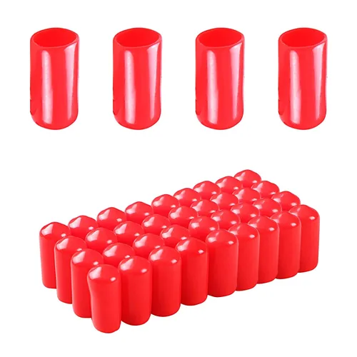 Vista 20 de Aopin Cubierta de tapa de extremo redondo de goma de 0.55 pulgadas (0.551 in), protectores de rosca de tornillo de PVC flexible de tubería de Rojo