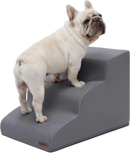Vista 8 de Lesure - Escaleras para perros pequeños, rampa para cama alta y sofá con espuma certificada CertiPUR-US con parte inferior antideslizante, color Gris