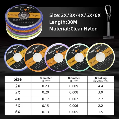 Vista 2 de AnglerDream 2 3 4 5 6X Tippet Line Clear Nylon 50M/55Yds Pesca con Mosca Tippet Línea con Soporte Tippet