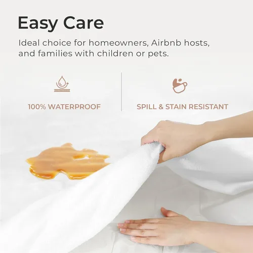 Vista 3 de Comfort Beddings Protector de colchón 100% algodón orgánico Alaskan King, 250GSM, impermeable, protector de cama ajustable sin ruido con bolsillo
