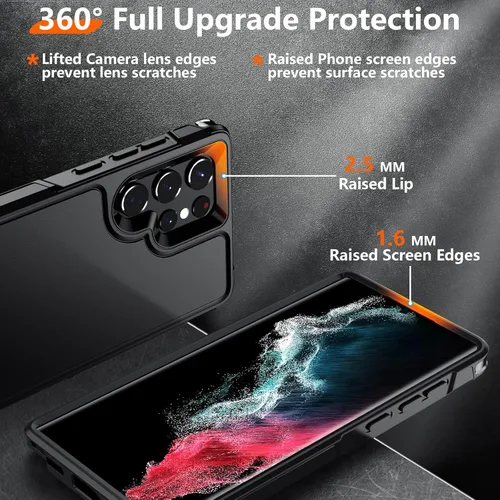 Vista 3 de Temdan Funda pesada a prueba de golpes para Samsung Galaxy S22 Ultra, con 2 unidades [protector de pantalla suave + protector de lente de cámara]