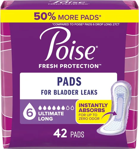 Vista 12 de Poise Almohadillas de incontinencia posparto para mujer, máxima absorción, largas, diseño original, 27