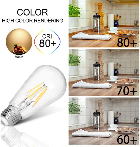 Vista 2 de Bombilla LED Edison, Bombilla Vintage Antigua de 40W, Bombilla LED E26 No Regulable 450 Lúmenes 2700K, Blanco Cálido, Paquete de 3