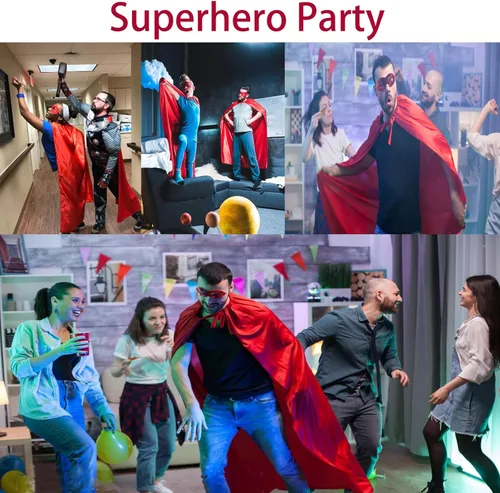 Vista 6 de Capas y máscaras de superhéroes para adultos, capas de Halloween, disfraces de superhéroes