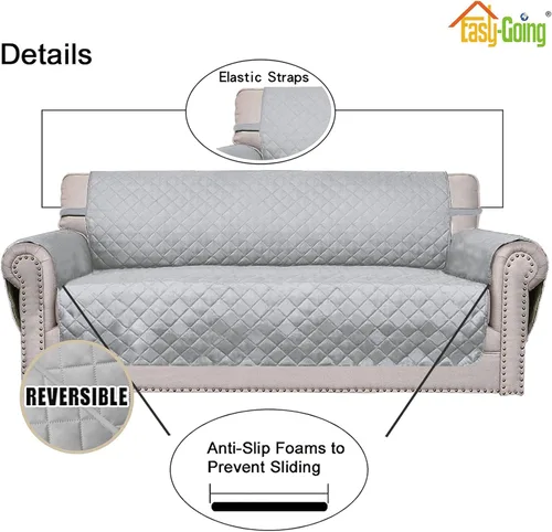 Vista 718 de Easy-Going - Funda reversible para sofá reclinable, resistente al agua, protector de muebles con correas elásticas, para mascotas y niños
