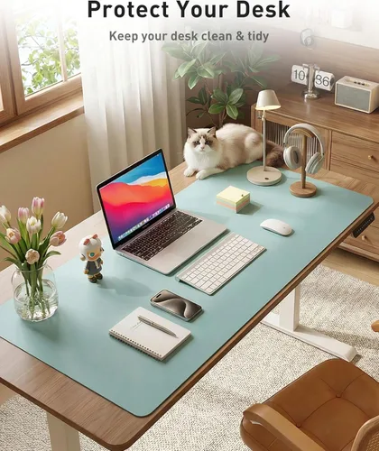 Vista 124 de Aothia Protector de escritorio de cuero, alfombrilla para mouse, alfombrilla de escritorio de oficina, 31.5 x 15.7 pulgadas, secante de escritorio