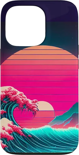 Vista 9 de iPhone 15 vaporwave synthwave ocean japonés 80s vintage estilo retro caso