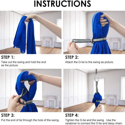 Vista 4 de Hamaca de yoga aérea, elástica de 25 kn de seda aérea suave con cadenas de margaritas, kit de iniciación de yoga para ejercicios de inversión