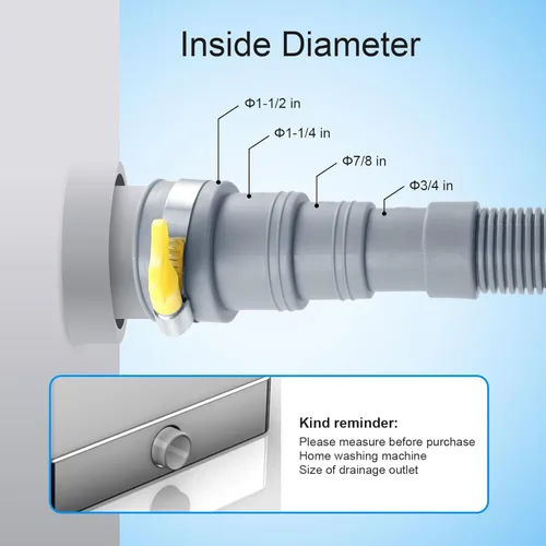 Vista 5 de Elyfree - Manguera de drenaje para lavadora, extensión de manguera de drenaje de 3.2 pies, manguera de drenaje flexible para lavadora, kits