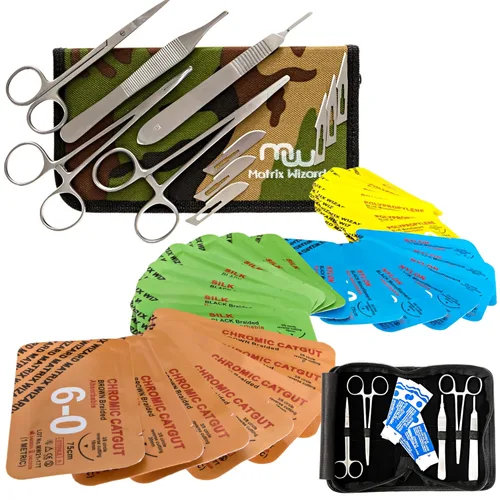 Vista 6 de Hilos de Sutura Mixtos con Aguja Needle Plus Tools 40PK (28 Piezas Disolubles + No disolubles con 12 Herramientas) Kit de Práctica de Suturas