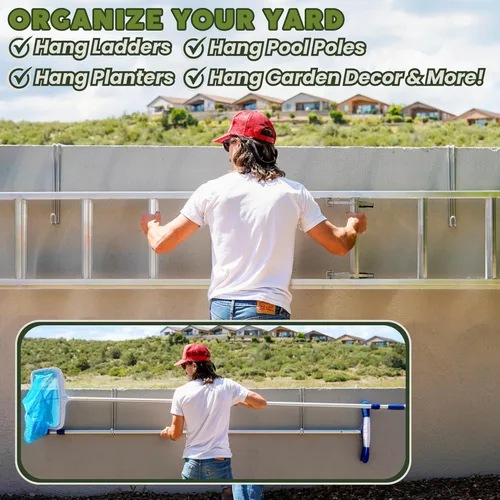 Vista 6 de Ganchos para colgar sobre la pared, bloques de cemento de hormigón resistente, para exteriores, sin taladro, ganchos para vallas, escalera extra