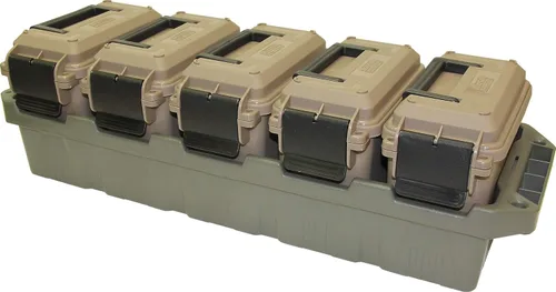 Vista 6 de MTM AC4C Caja de munición de 4 latas, tamaño conveniente, apilable, fácil de transportar y llevar municiones calibre 30, caja de transporte táctica