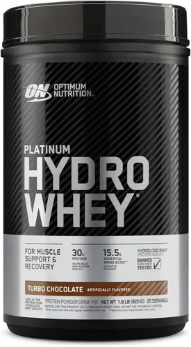Optimum Nutrition Polvo de Proteína Platinum Hydrowhey, 100% Proteína de suero aislado hidrolizada en polvo, sabor: Turbo Chocolate, 20 porciones,