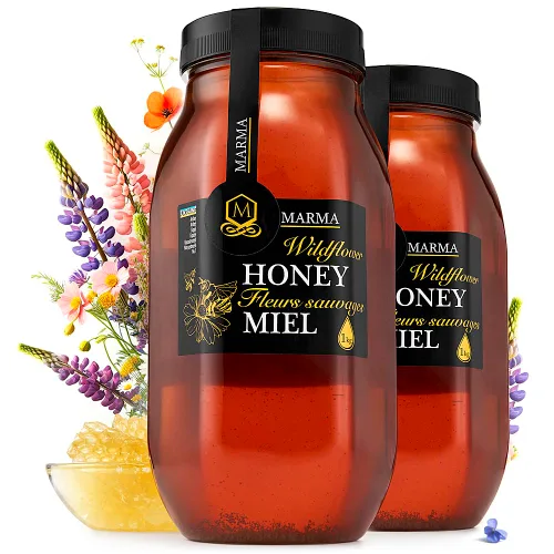 Vista 11 de HONIGMA® Miel de Acacia Marma Miel Cruda Auténtica de Ucrania 100% Pura y Sin Pasteurizar 1000g/35.2oz Puede Llegar Parcialmente