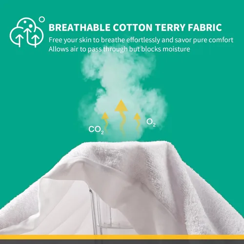 Vista 3 de LAVANCE Protector de colchón impermeable tamaño completo, rizo de algodón premium, cubierta de colchón de cama suave, silenciosa, lavable