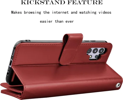 Vista 13 de Njjex Funda para Samsung Galaxy A32 5G, para Galaxy A32 5G, [9 ranuras para tarjetas] Funda de piel sintética para tarjetas Folio Flip [desmontable]