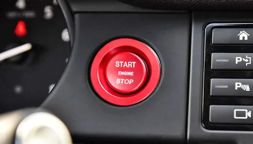 Vista 4 de iJDMTOY Botón de arranque de motor sin llave de aluminio rojo y anillo circundante compatible con modelos más nuevos de Range Rover/Discovery o XJ