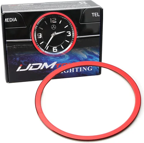 Vista 10 de iJDMTOY Anillo decorativo de aluminio azul para salpicadero interior de reloj analógico compatible con Mercedes W205 Clase C W213 Clase E X205 Clase