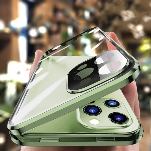 Vista 17 de Funda Henghui magnética, con cierre, para iPhone 12 Pro Max, de vidrio, con protector de pantalla y cierre de seguridad para lente de cámara, cuerpo