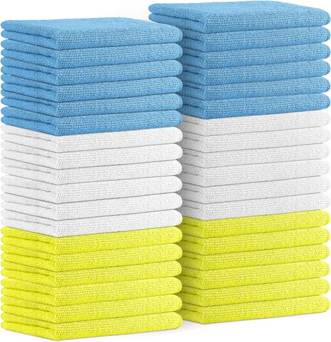 Vista 15 de Avalon Towels Paños de limpieza de microfibra (paquete de 48) – Tamaño 16 x 16 pulgadas, trapos de limpieza altamente absorbentes, sin pelusa