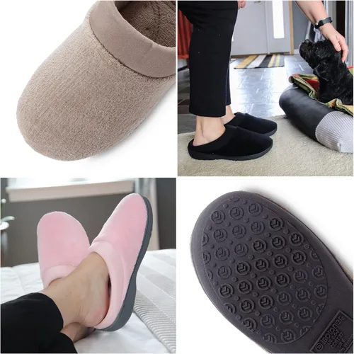 Vista 5 de isotoner Womens Terry and Satin Slip on Cushioned Slipper with Memory Foam for IndoorOutdoor Comfort Flat Sandals