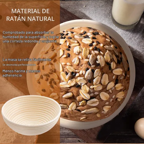Vista 4 de Wwyybfk Banneton - Cesta para hornear pan, suministros para hornear pan de masa madre de 9 pulgadas