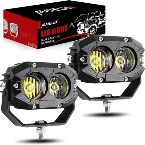 MAYELLO Luces LED de 4 pulgadas, haz de inundación blanco de 60 W, luces antiniebla con lente corrugada 12D, compatible con Jeep Wrangler, camión,