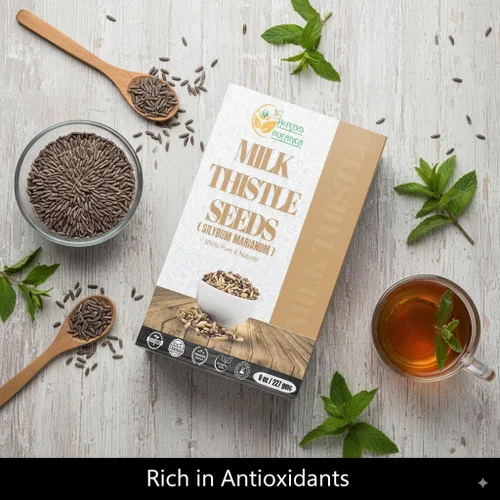 Vista 5 de Herbs Botanica Semillas de hierbas de cardo mariano 100% naturales para té de hierbas, tinturas y uso de bricolaje, semillas enteras de cardo