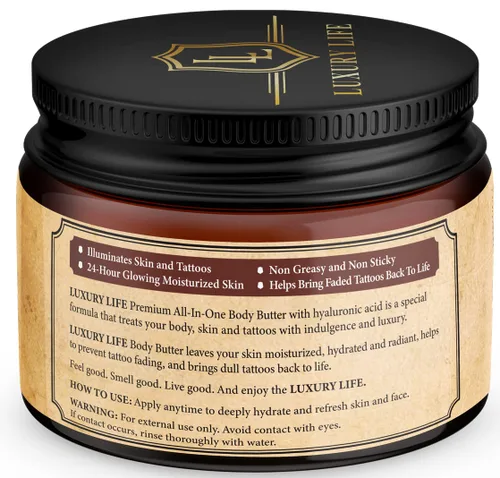 Vista 2 de Mantequilla de vida de lujo mantequilla corporal irresistiblemente perfumada infundida con ácido hialurónico para una máxima humedad. Lujosa