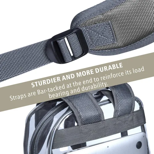 Vista 5 de F-color - Mochila transparente grande, bolsa transparente de PVC resistente para estadio y escuela