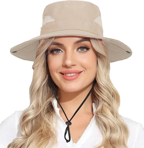 Women Summer Sun Hat Outdoor Sun Protection Bucket Hat Wide Brim Beach Hat Safari Hat