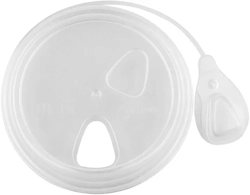 Vista 2 de Restaurantware Solo tapas tapas de plástico transparente con tapón adjunto para tazas de café de 8, 12, 16 y 20 onzas, 100 tapas sin BPA para tazas