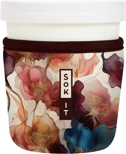 Vista 61 de Sok It IceCreamSok Cubierta de Neopreno Aislante (Floral Abstracto, Pintas de Helado Rectas)