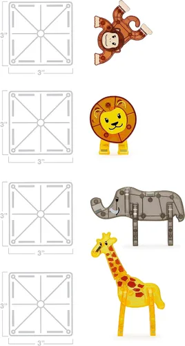 Vista 5 de [Usado] MAGNA-TILES Safari Animals - Juego de construcción magnética de 25 piezas, la marca original de construcción magnética