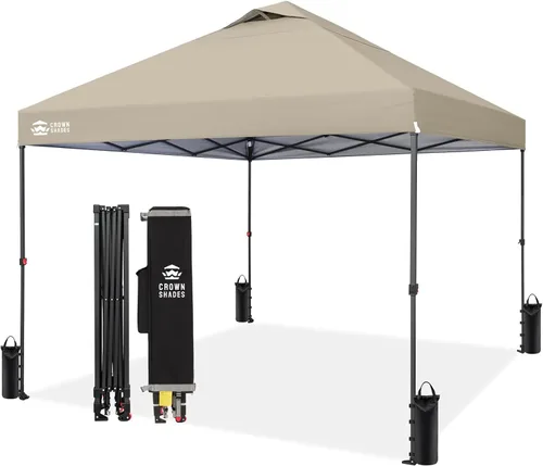Vista 21 de CROWN SHADES Carpa Desplegable de 10x10 - Carpa de Exterior Instantánea con Bloqueo Central Patentado de Un Solo Empuje, Carpa de Playa con Bolsa
