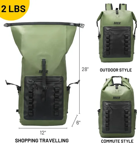 Vista 5 de MIER Mochila impermeable Saco con cierre de parte superior enrollable Bolsa seca ligera, Mochilas tipo mochila