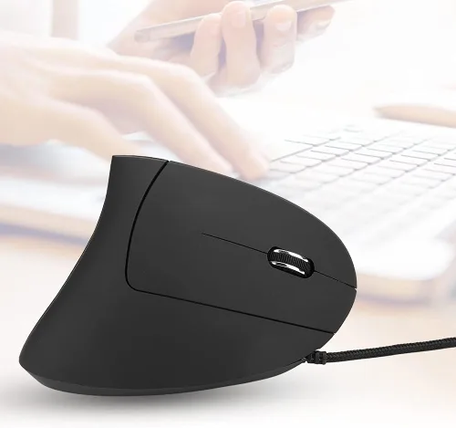 Vista 9 de Sanpyl Ratón óptico vertical 6D, diseño ergonómico 800120020003200 DPI USB LED ajustable con cable para juegos, para 982000MEXPVistaWin7810 (negro)