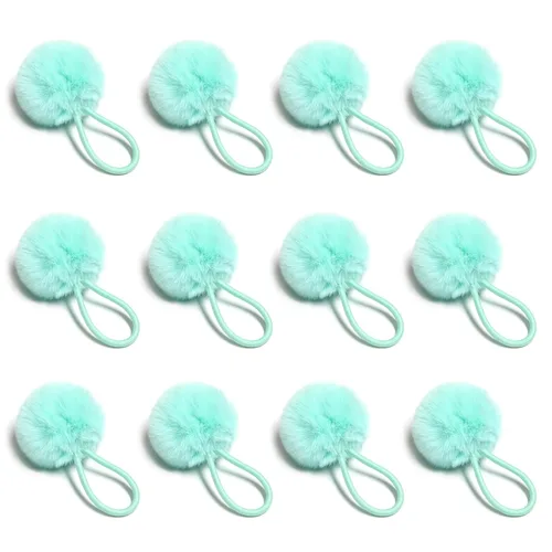 Vista 10 de SUSULU Bandas elásticas de pelo sintético de conejo con pompón para mujer, banda de goma con soporte de cola de caballo de 2.0 in, accesorios 6
