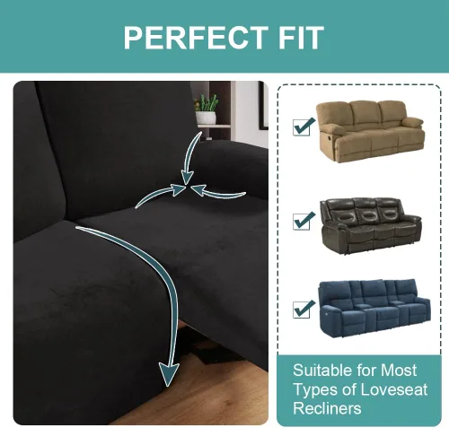 Vista 6 de Fundas de sofá de 8 piezas para sofás reclinables, fundas de terciopelo elástico para sofá reclinable de 3 plazas, fundas de sofá reclinable