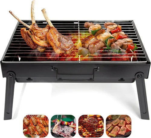 Vista 10 de Barbecue Grill, Charcoal Grill Folding Portable Lightweight Barbecue Grill Tools for Outdoor Grilling Cooking Camping Hiking Picnics Tailgating